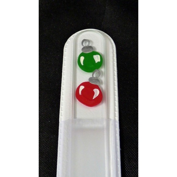 Glass Nail File Christmas Ornaments Czech Crystal Hand Painted Medium 5.5" - Picture 11 of 12
